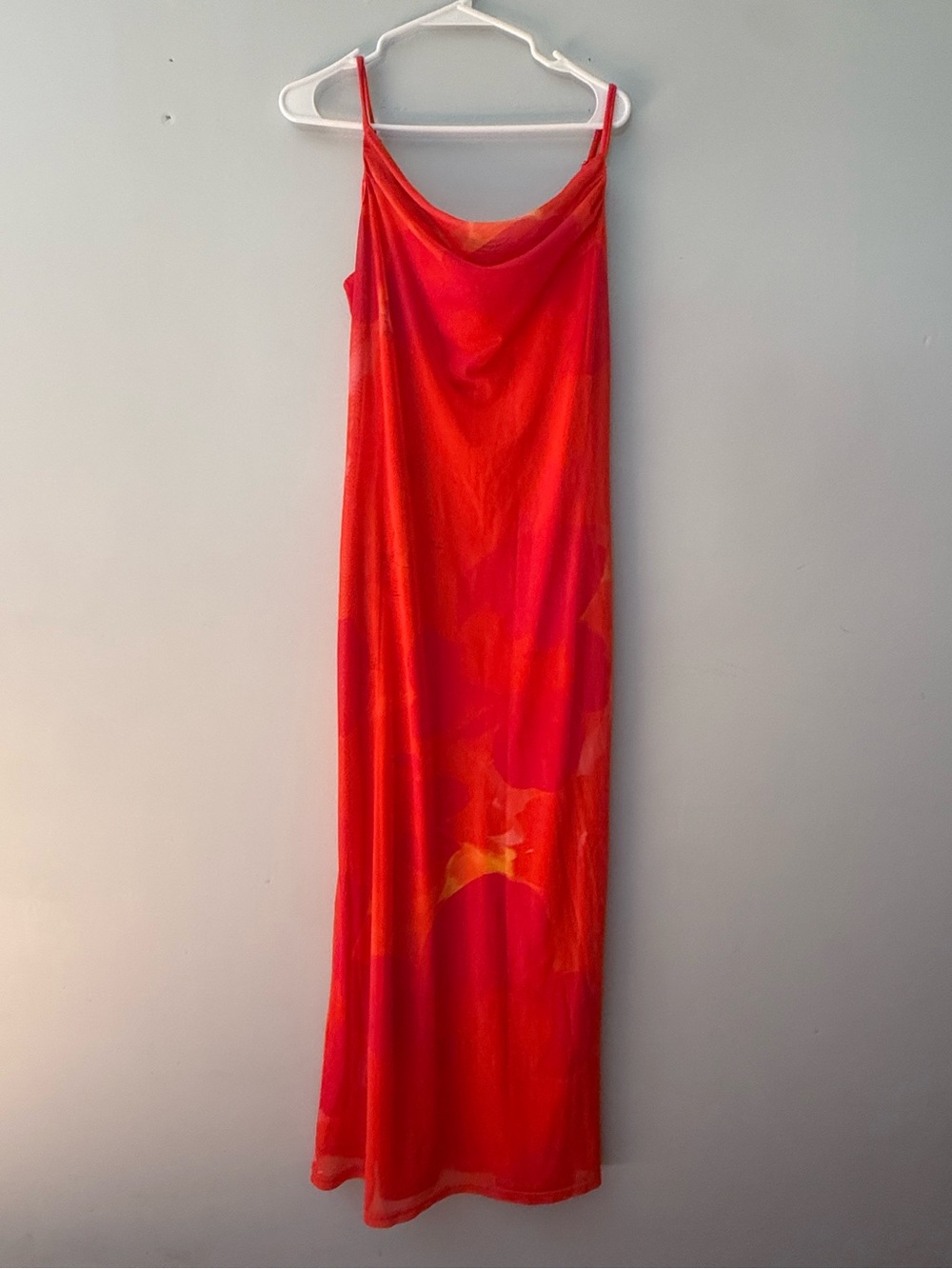 PRETTYGARDEN Women’s Large Orange Tropical Spaghetti Strap Body Con Dress
